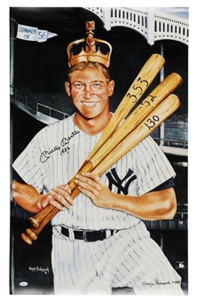 Mickey Mantle Signed and Inscribed 22 ¼x35 ¾-inch Triple Crown Lithograph   